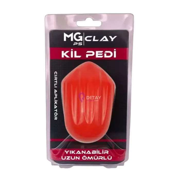 MG PS Aplikatörlü El Kil Pedi 12x8 cm (Kırmızı) - Cırtlı Clay Pad Sponge Block