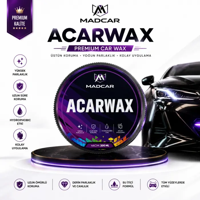 MADCAR ACARWAX – Premium Katı Cila Wax (200 ML)