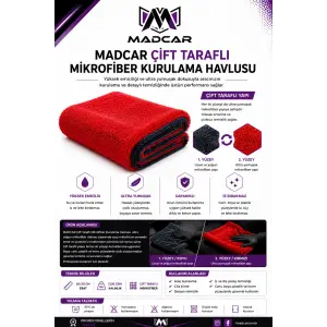 MadCar Twisted Kurulama Havlusu – 50x70 cm | 1200 GSM | Çift Taraflı