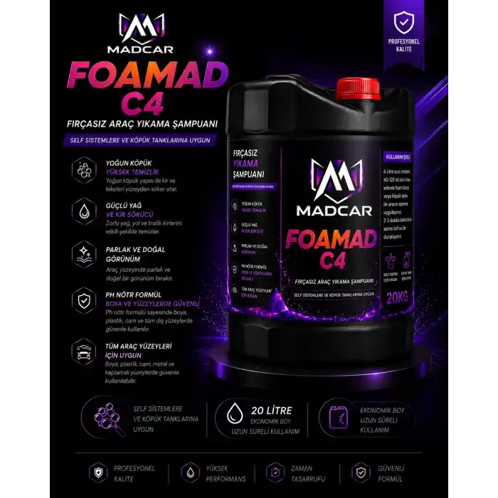 MADCAR FOAMAD C4 – Fırçasız Araç Yıkama Şampuanı