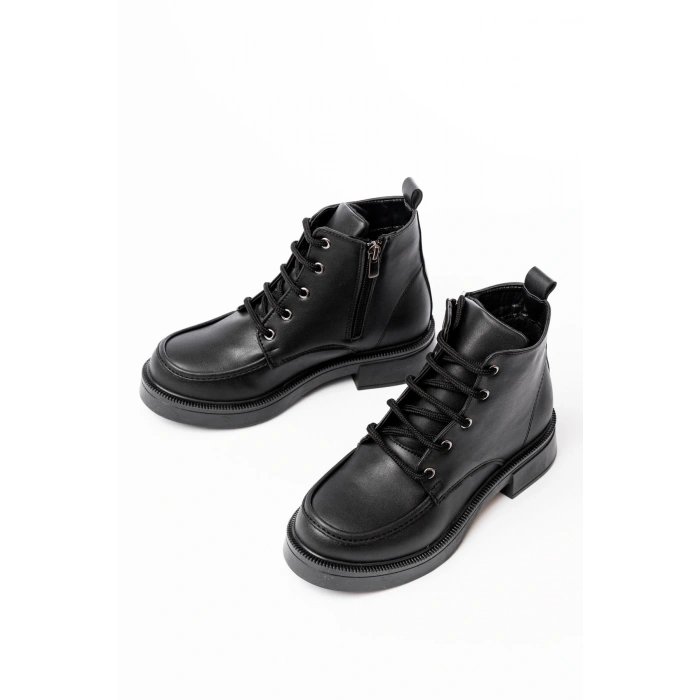 02-2001 Siyah Bağcıklı Fermuarlı Günlük Kadın Bot