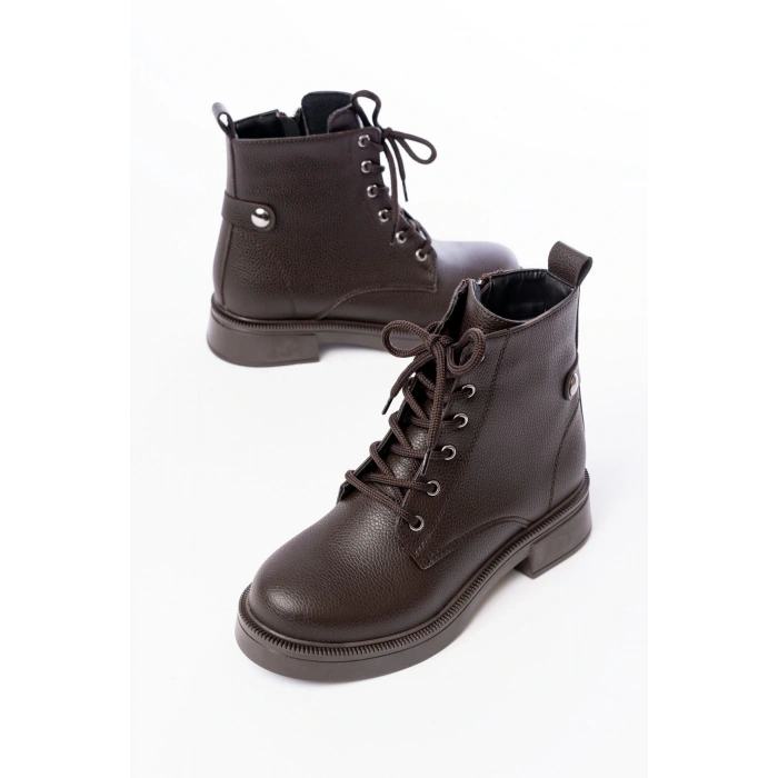 02-2003 Kahve Galata Bağcıklı Fermuarlı Günlük Kadın Bot