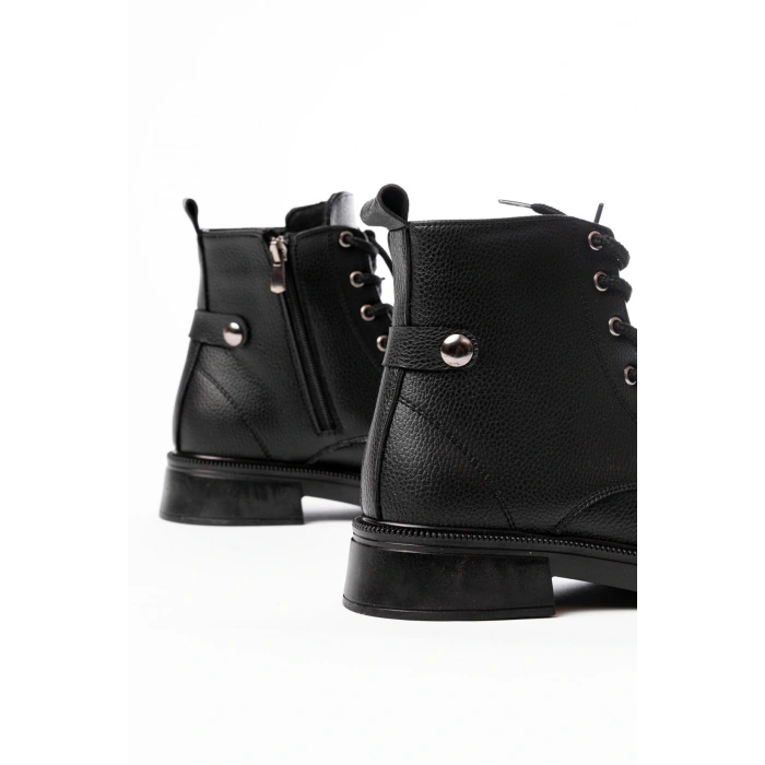 02-2003 Siyah Galata Bağcıklı Fermuarlı Günlük Kadın Bot