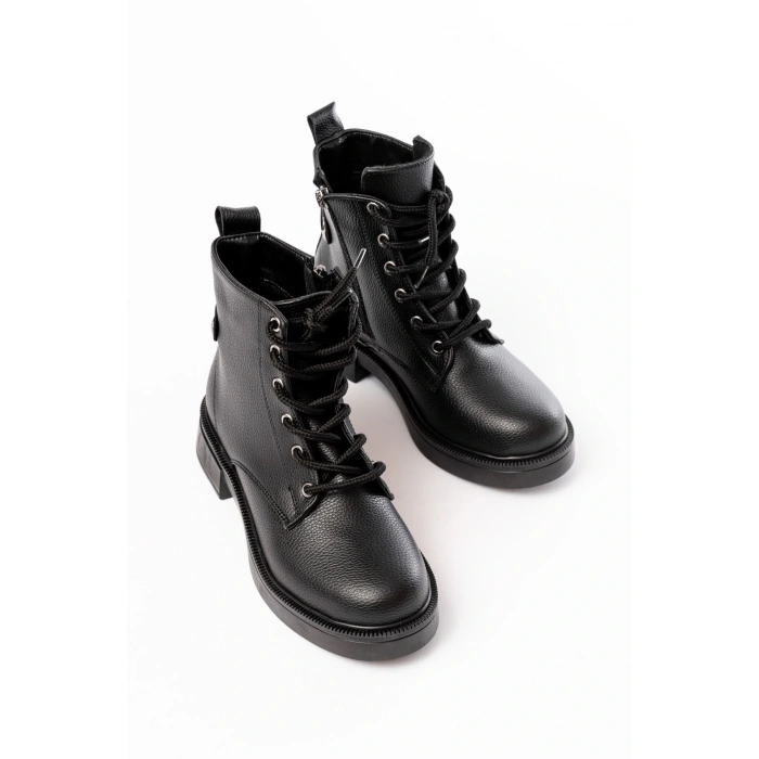 02-2003 Siyah Galata Bağcıklı Fermuarlı Günlük Kadın Bot