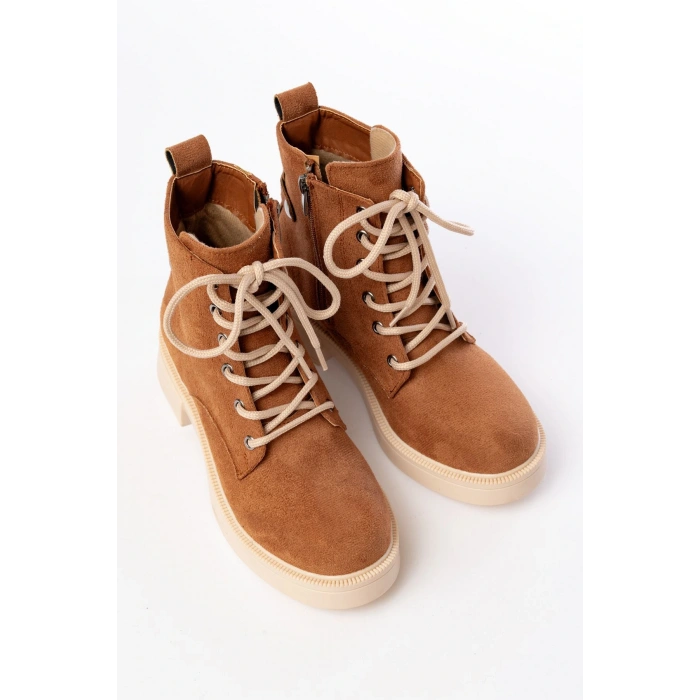 02-2003 Taba Süet Bağcıklı Fermuarlı Günlük Kadın Bot