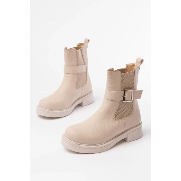 02-2004 Bej Toka Aksesuarlı Lastikli Günlük Kadın Bot