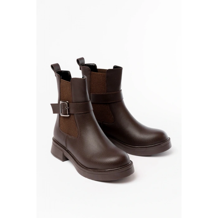 02-2004 Kahverengi Toka Aksesuarlı Lastikli Günlük Kadın Bot