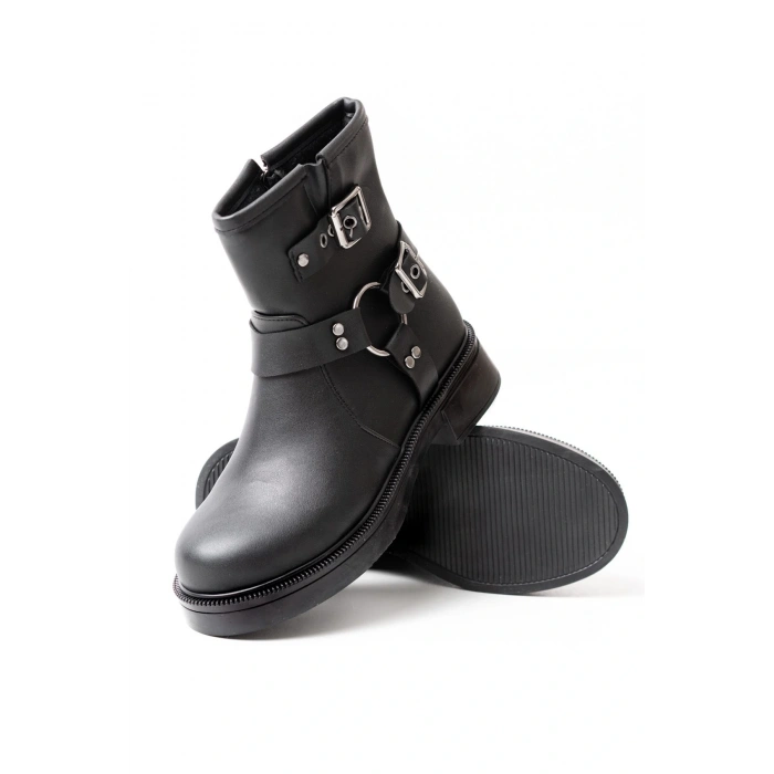 02-2013 Siyah Toka Aksesuarlı Fermuarlı Günlük Kadın Bot