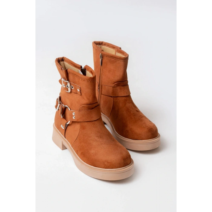 02-2013 Taba Süet Toka Aksesuarlı Fermuarlı Günlük Kadın Bot