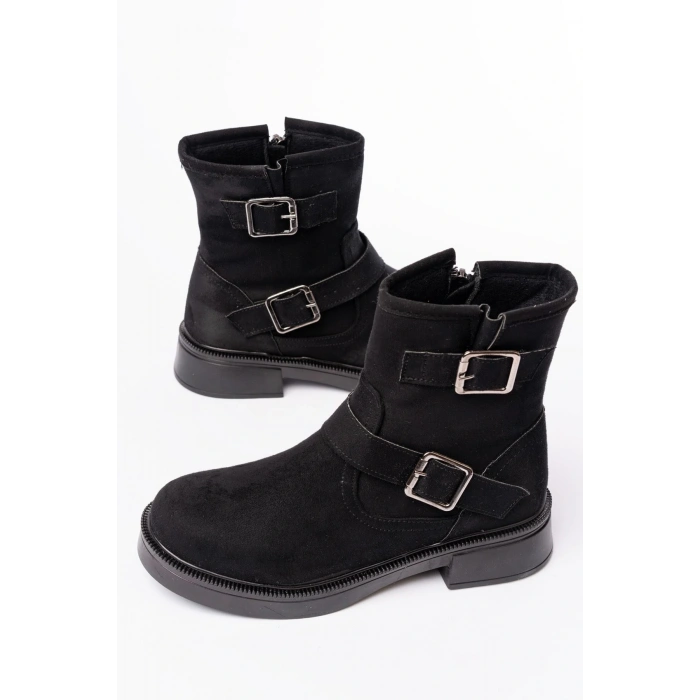 02-2014 Siyah Süet Toka Aksesuarlı Günlük Kadın Bot