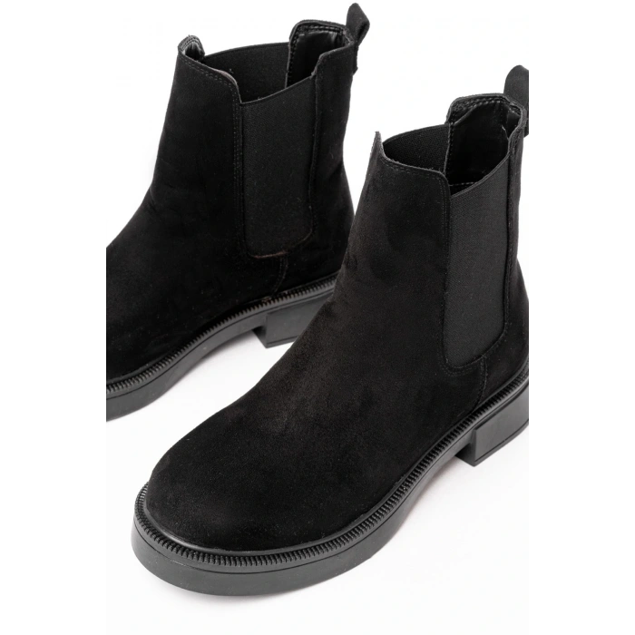 02-2137 Siyah Süet Lastikli Günlük Kadın Bot