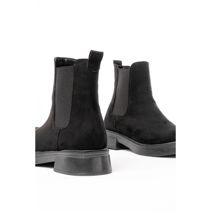 02-2137 Siyah Süet Lastikli Günlük Kadın Bot