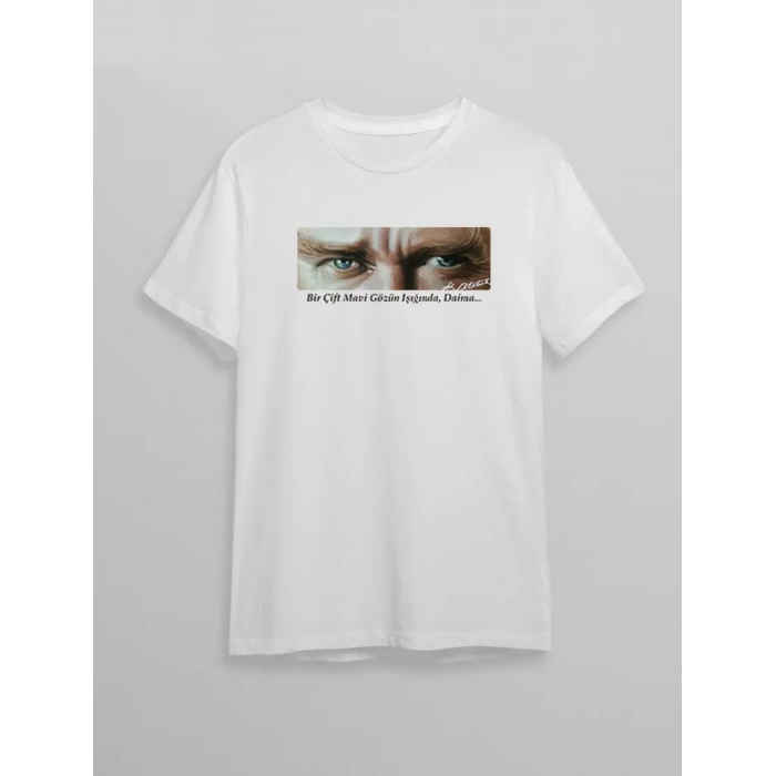 10 Kasım Unisex Atatürk Baskılı Tshirt  Beyaz