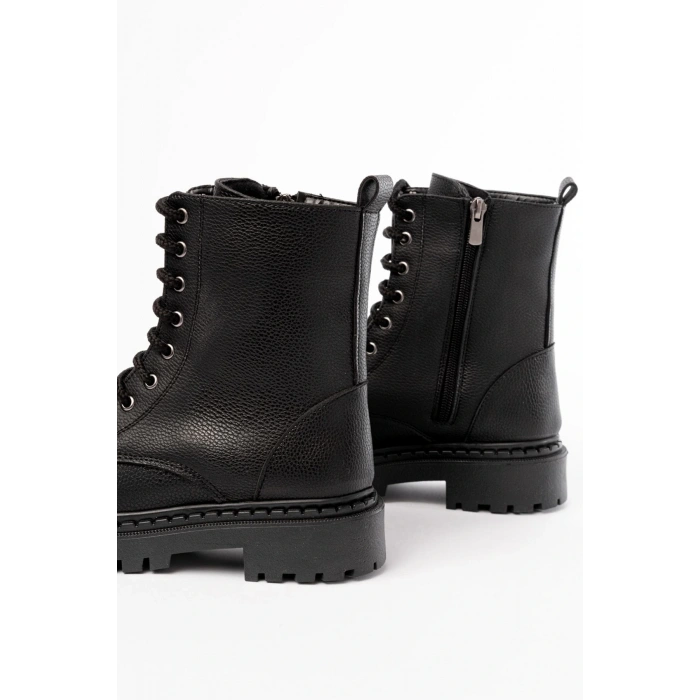 1101-2289 Siyah Luna Bağcıklı Fermuarlı Günlük Kadın Bot