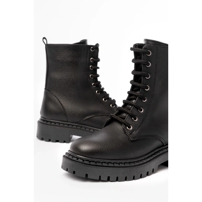 1101-2289 Siyah Luna Bağcıklı Fermuarlı Günlük Kadın Bot