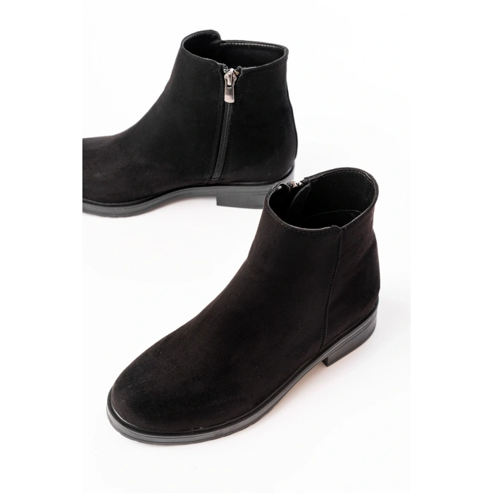 165-204 Siyah Süet Fermuarlı Günlük Kadın Bot