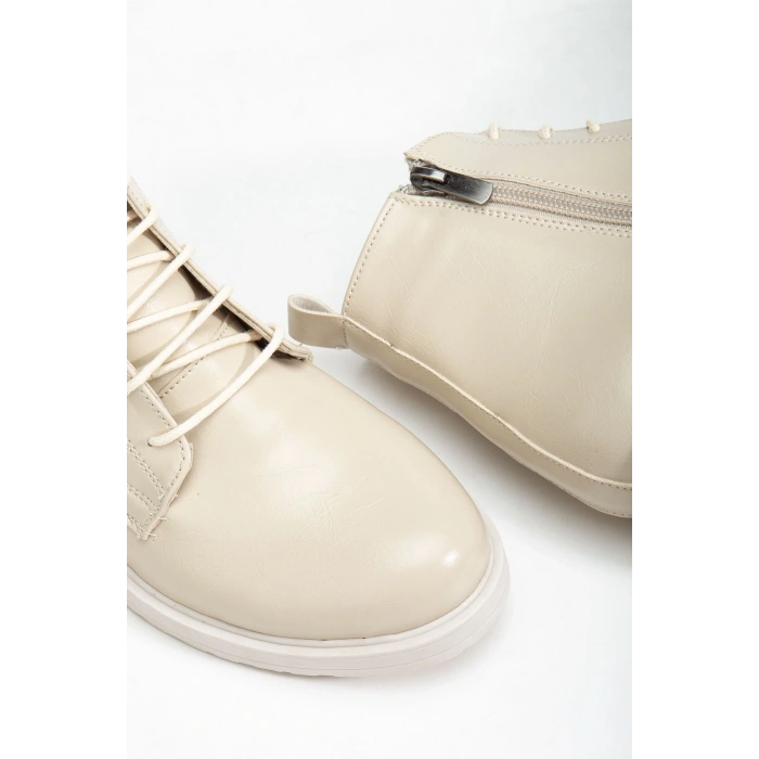 165-225 Bej Yanki Bağcıklı Fermuarlı Günlük Kadın Bot