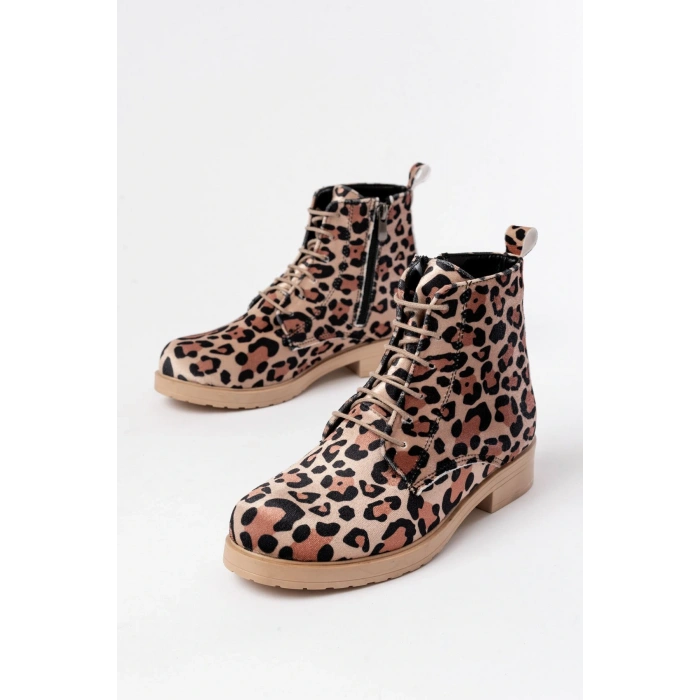 165-225 Leopar Bağcıklı Fermuarlı Günlük Kadın Bot