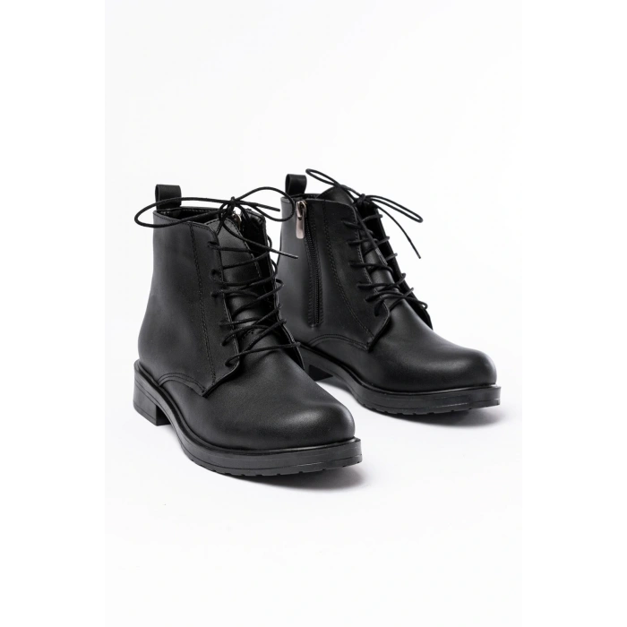 165-225 Siyah Bağcıklı Fermuarlı Günlük Kadın Bot