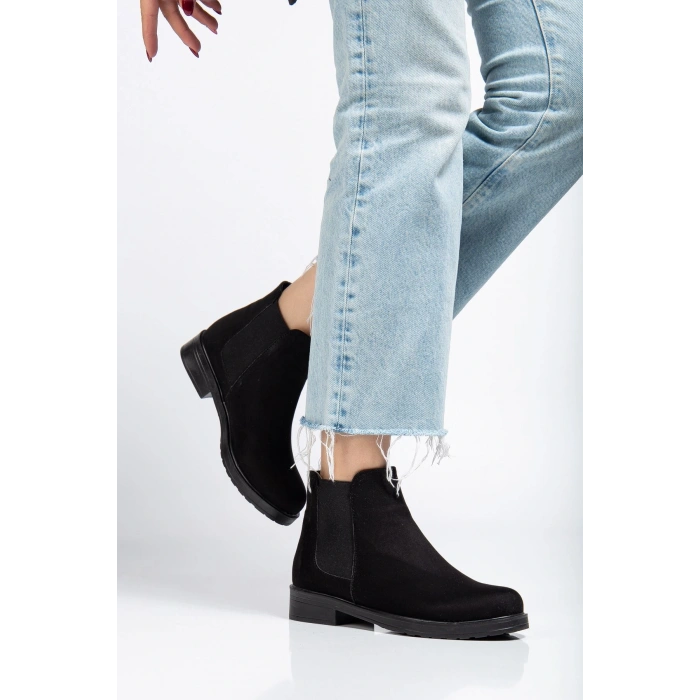 165-230 Siyah Süet Lastikli Günlük Kadın Bot