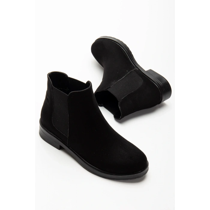 165-230 Siyah Süet Lastikli Günlük Kadın Bot