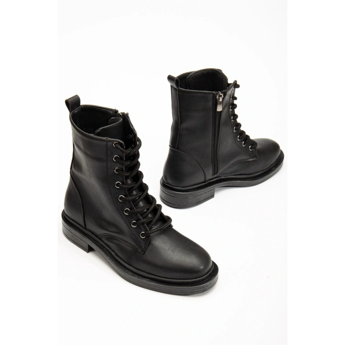 2024-2289 Siyah Bağcıklı Fermuarlı Günlük Kadın Bot