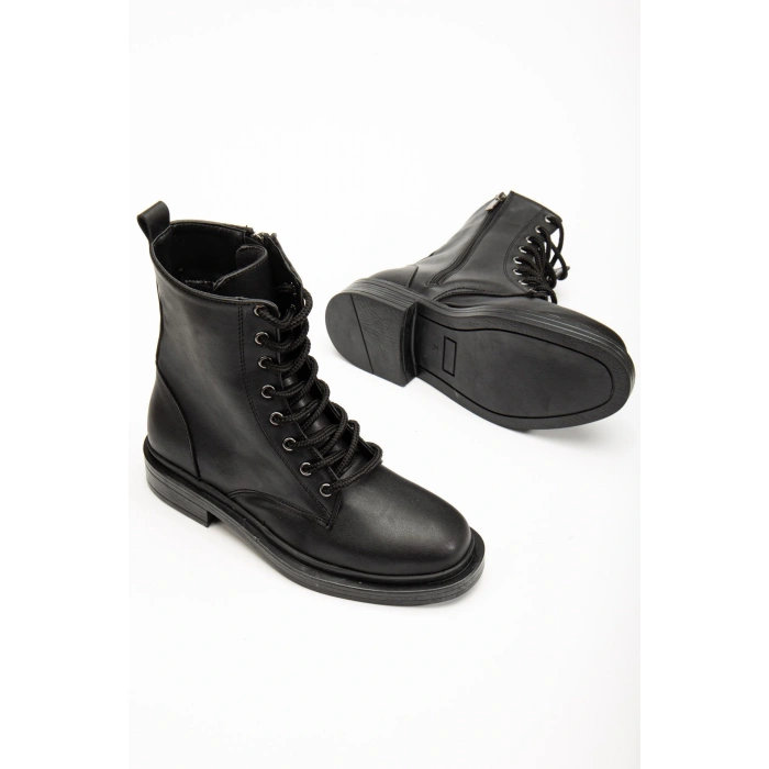 2024-2289 Siyah Bağcıklı Fermuarlı Günlük Kadın Bot