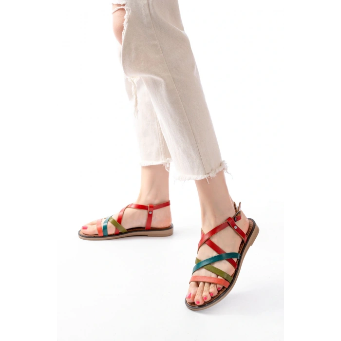 205-017 Multi Ortopedik Hakiki Deri Kadın Sandalet