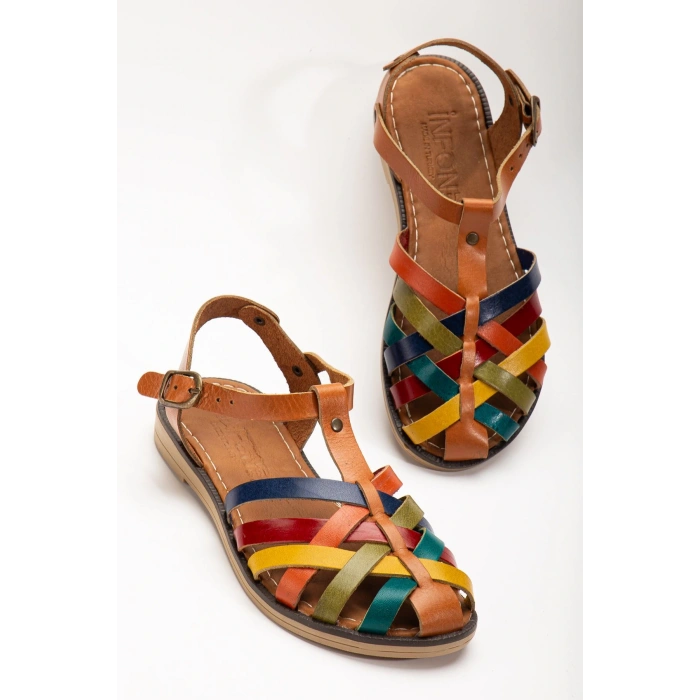 205-02 Taba Multi Ortopedik Hakiki Deri Kadın Sandalet