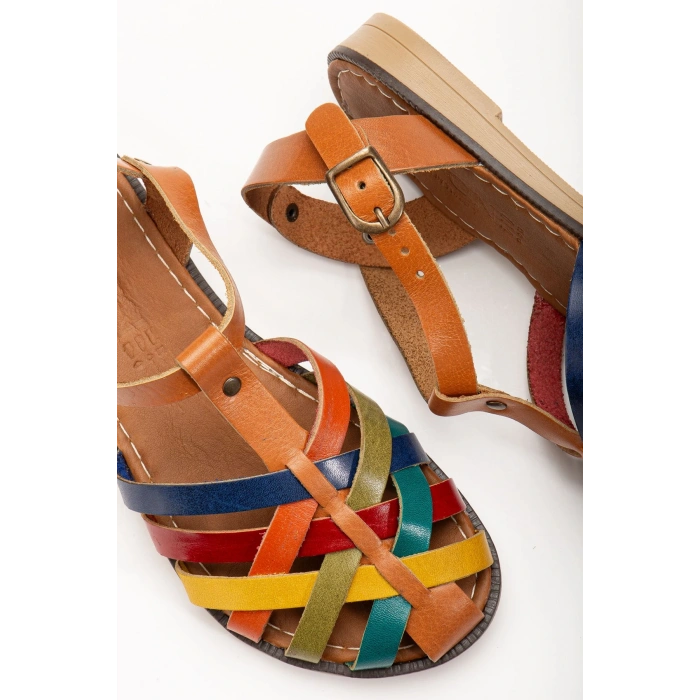 205-02 Taba Multi Ortopedik Hakiki Deri Kadın Sandalet