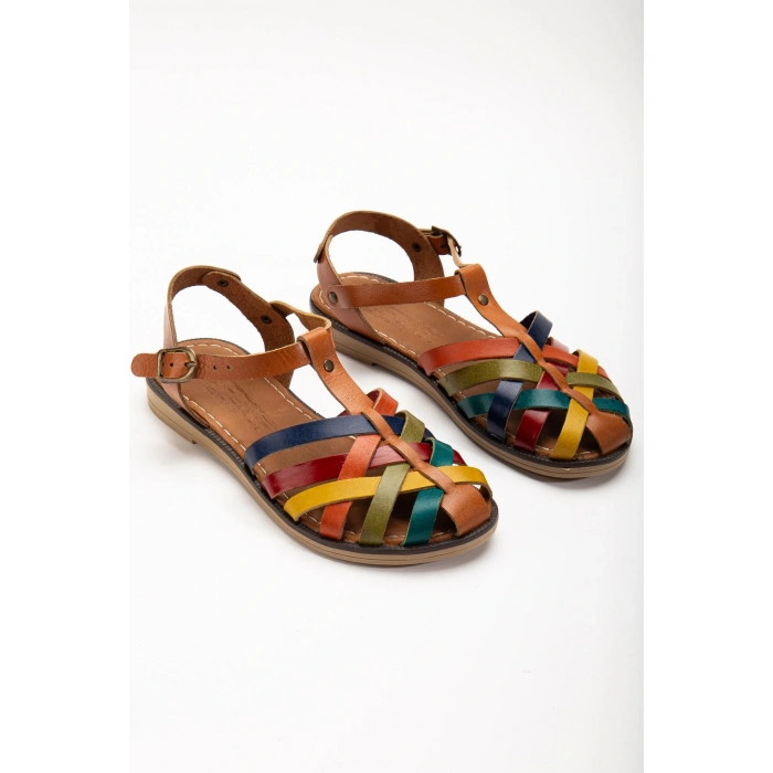 205-02 Taba Multi Ortopedik Hakiki Deri Kadın Sandalet