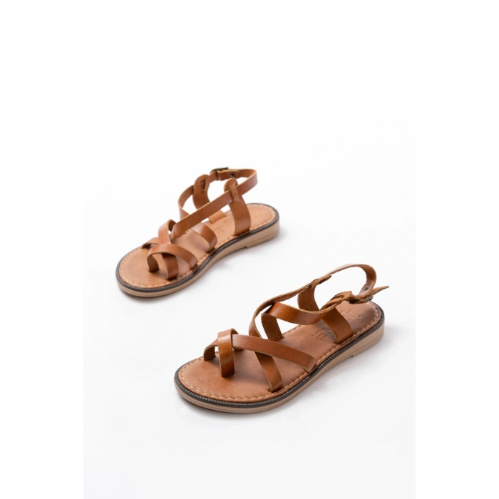 205-08 Taba Ortopedik Hakiki Deri Kadın Sandalet