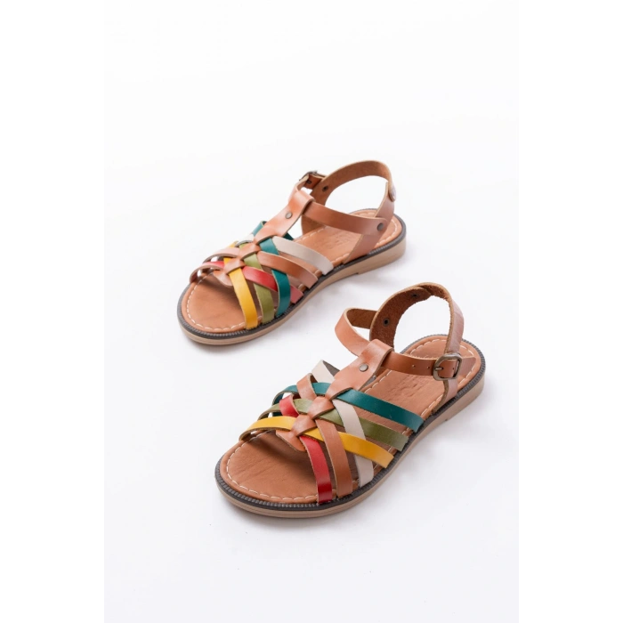 205-208 Multi Hakiki Deri Ortopedik Taban Kadın Sandalet