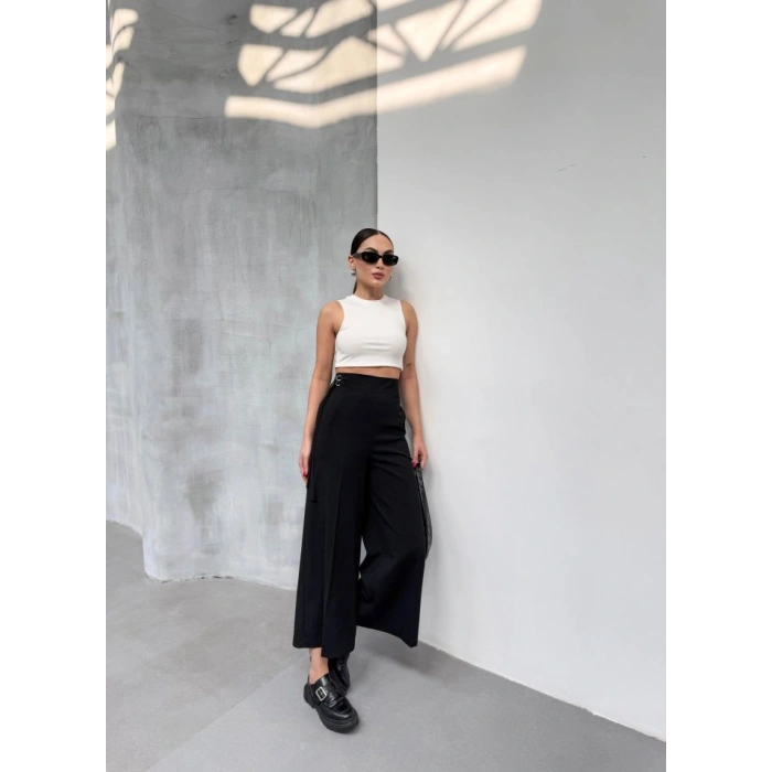 230 Gr Poly Viscose Full Lycra Metal Toka Aksesuarli Pantolon