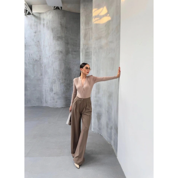 230 Gr Poly Viscose Full Lycra Pi̇leli̇ Palazzo Pantolon