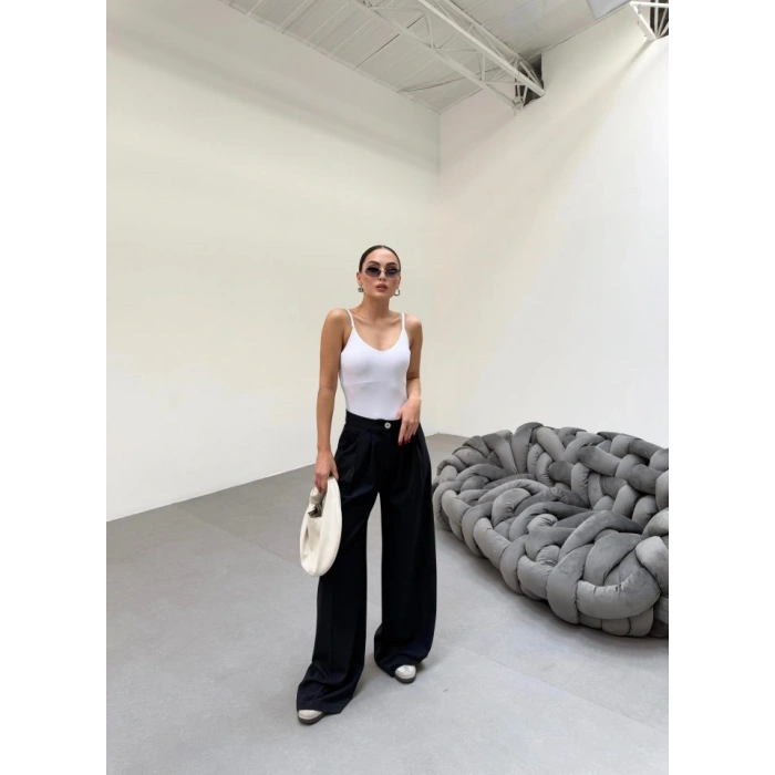 230 Gr Poly Viscose Full Lycra Pi̇leli̇ Palazzo Pantolon