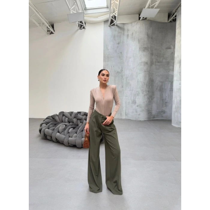 230 Gr Poly Viscose Full Lycra Pi̇leli̇ Palazzo Pantolon