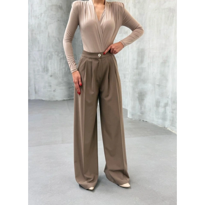 230 Gr Poly Viscose Full Lycra Pi̇leli̇ Palazzo Pantolon