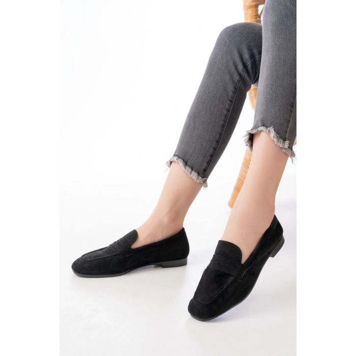 302 Siyah Süet Günlük Kadın Babet