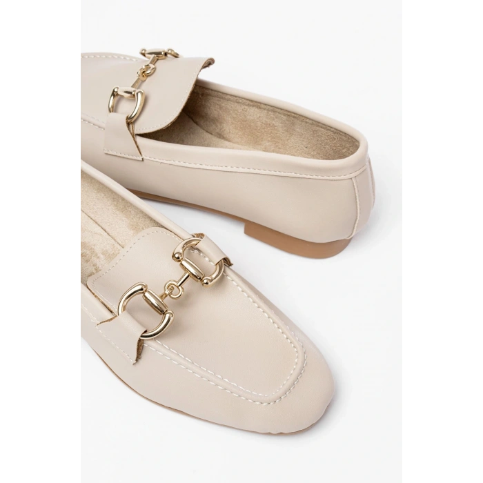 303 Bej Toka Aksesuarlı Günlük Kadın Babet