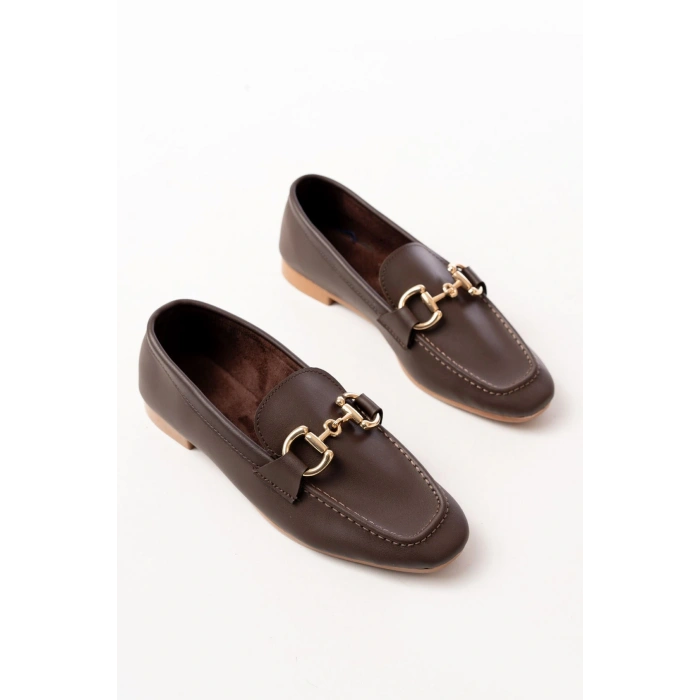 303 Kahverengi Toka Aksesuarlı Günlük Kadın Babet