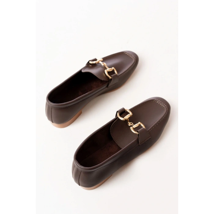 303 Kahverengi Toka Aksesuarlı Günlük Kadın Babet