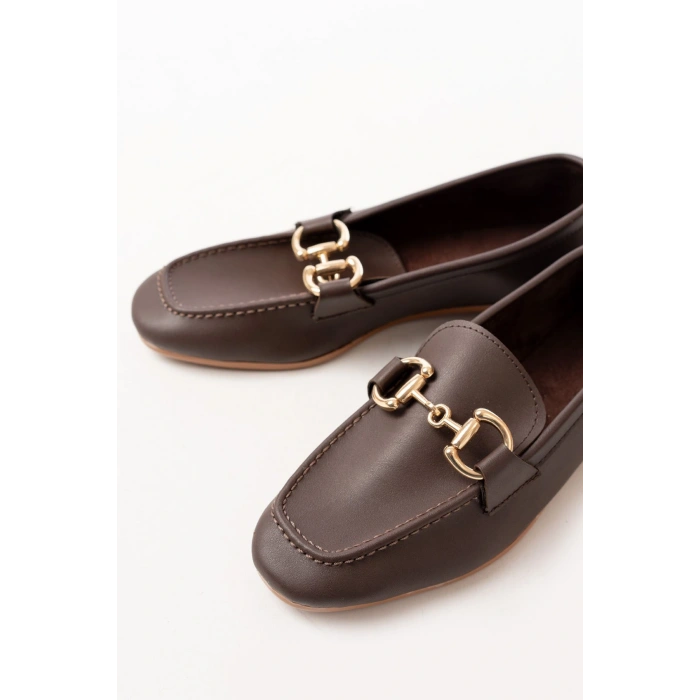 303 Kahverengi Toka Aksesuarlı Günlük Kadın Babet