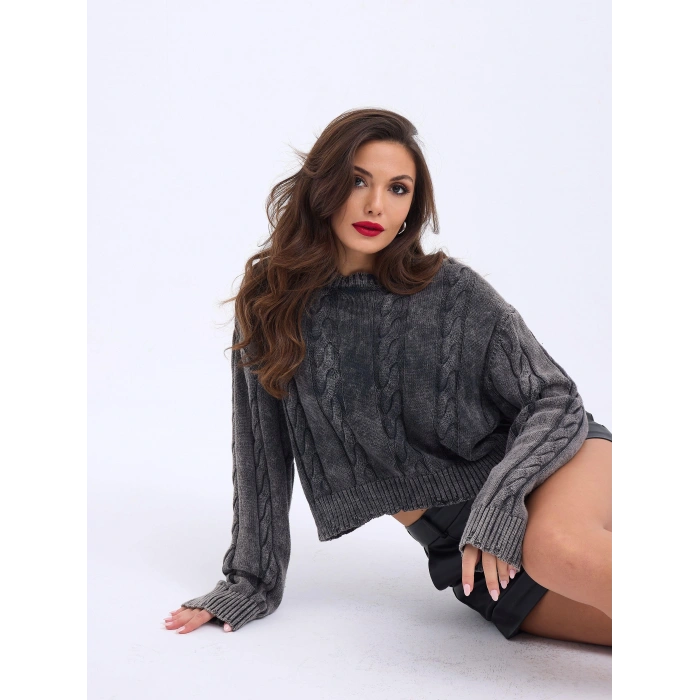 43331 TRİKO SAÇ ÖRGÜ KAZAKANTRASİT