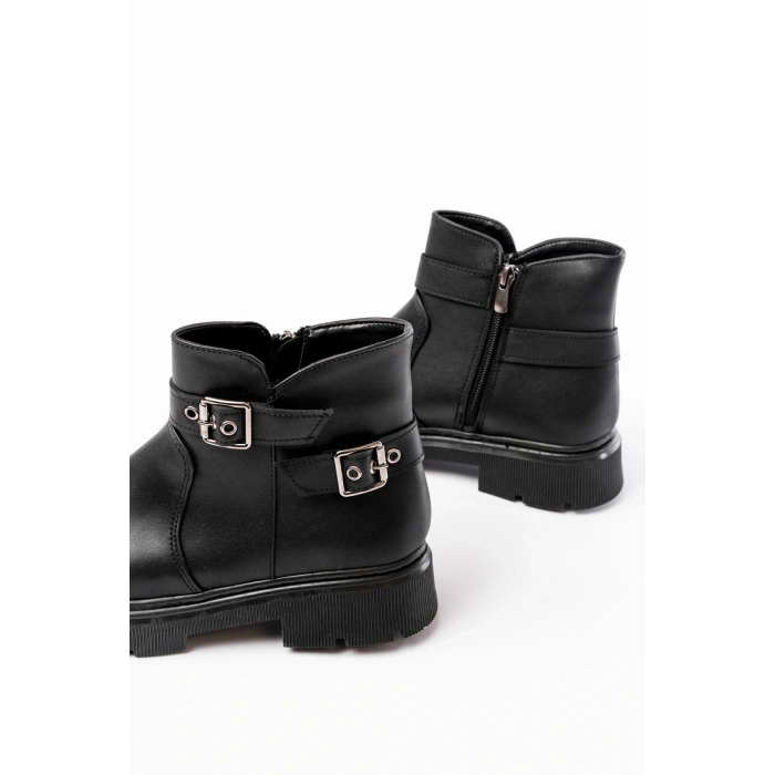 508-3037 Siyah Toka Aksesuarlı Fermuarlı  Günlük Kadın Bot