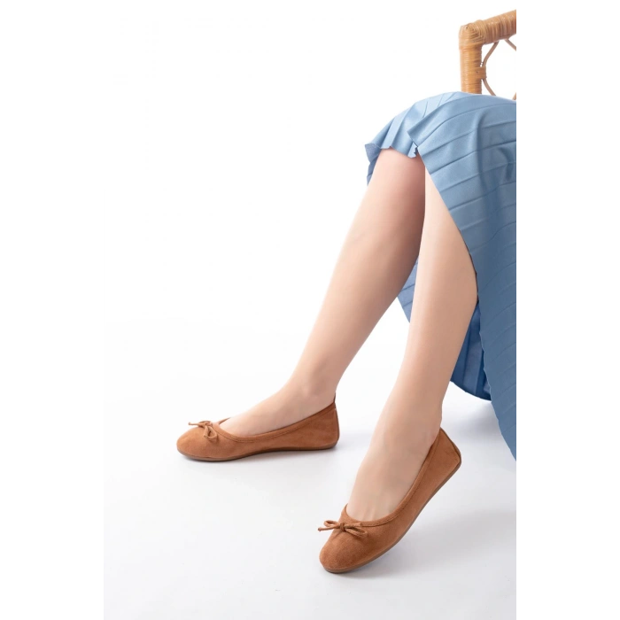 6101 Taba Süet Fiyonklu Günlük Kadın Babet