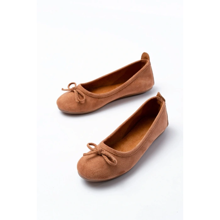 6101 Taba Süet Fiyonklu Günlük Kadın Babet