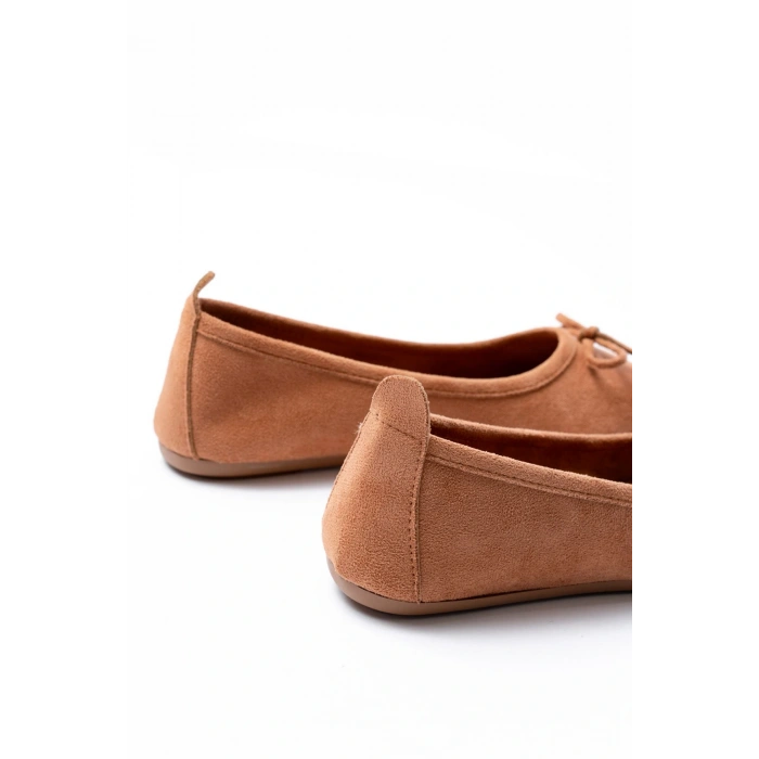 6101 Taba Süet Fiyonklu Günlük Kadın Babet