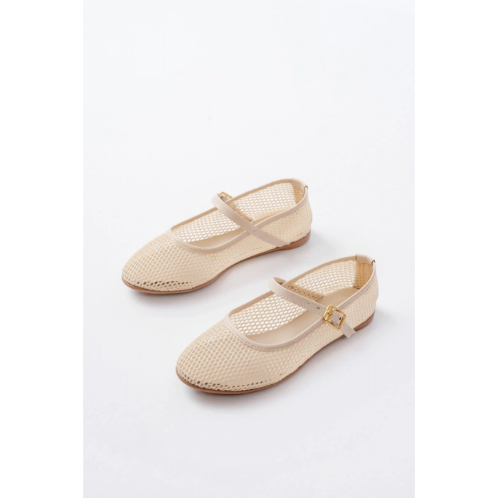 6325 Bej Fileli Baret Toka Detaylı Günlük Kadın Babet