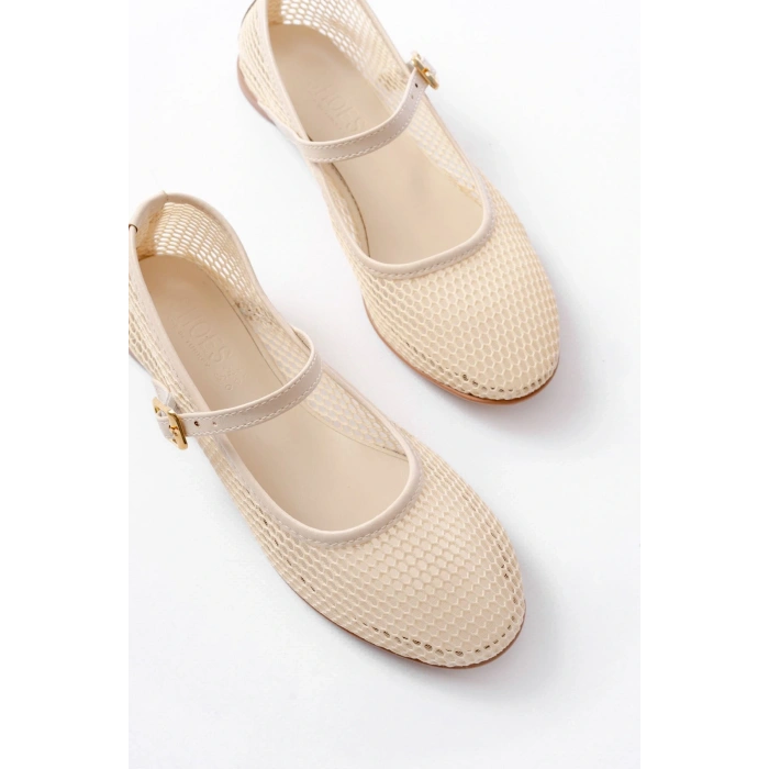 6325 Bej Fileli Baret Toka Detaylı Günlük Kadın Babet